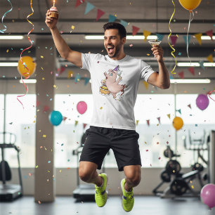 Birthday Pig Partying Mens Active T-Shirt