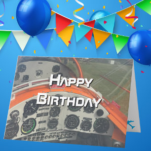 Birthday Pilot Aeroplane cockpit photo Fun Aviatio Card