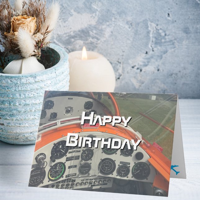 Birthday Pilot Aeroplane cockpit photo Fun Aviatio Card (Creator Uploaded)