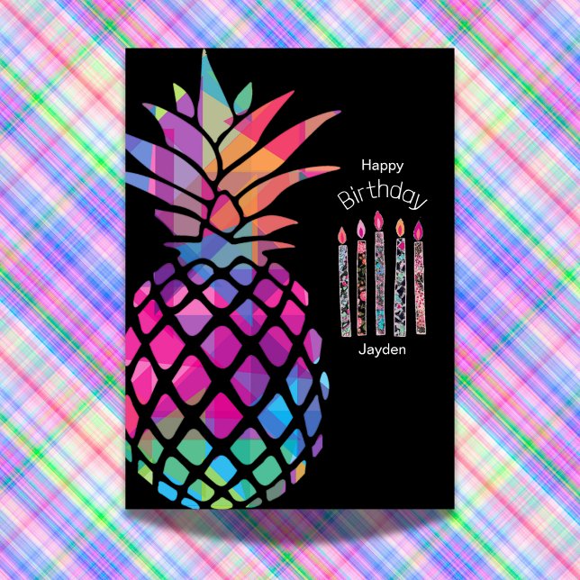 Birthday Pineapple Greeting Card (Birthday Depot Party Supplies Birthday Pineapple Customizable Card Custom Holiday Celebrations)