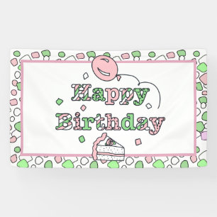 Birthday Pink and Green Girl’s Banner