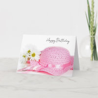 Birthday Pink Hat and Daisies