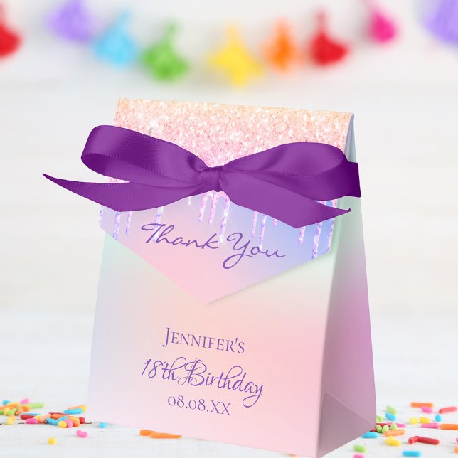 Birthday pink purple holographic favour box (Creator Uploaded)