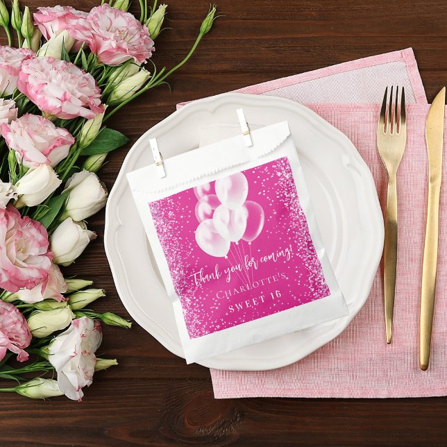 Birthday pink white balloons party favour bags (Creator Uploaded)