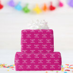 Birthday pink white name girl wrapping paper<br><div class="desc">Elegant,  classic,  glamourous and feminine style party wrapping paper sheets. A hot pink background,  white text.
Personalise and add a name and age.</div>