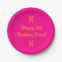 Birthday Pink Yellow 21st (Age) Erica (Name)