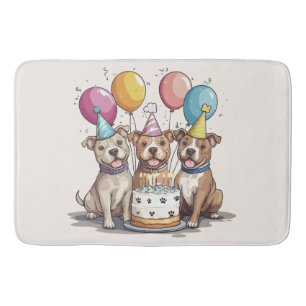 Birthday Pit Bull Dogs Bath Mat