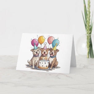 Birthday Pit Bull Dogs Card