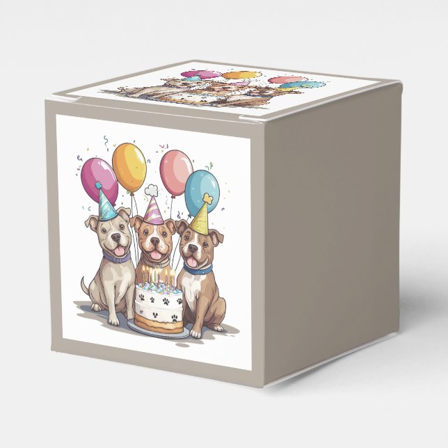Birthday Pit Bull Dogs Favour Box (Front Side)