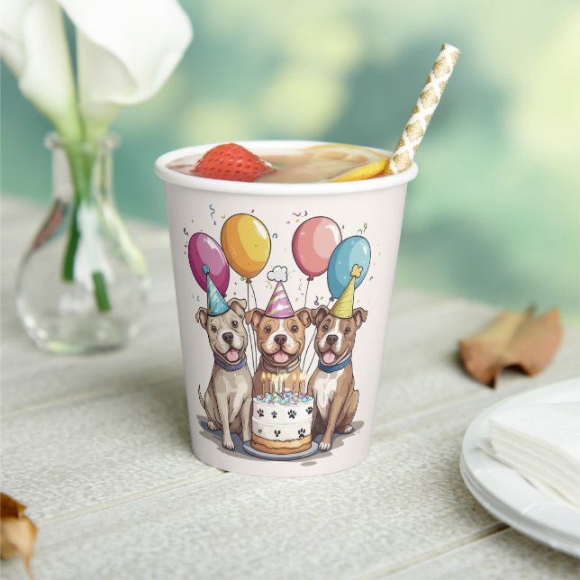 Birthday Pit Bull Dogs Paper Cups (Insitu)