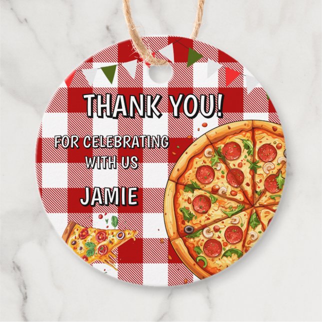 Birthday Pizza First Birthday  Favour Tags (Front)