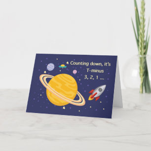 Birthday Planets in Outer Space with Rocket Ship Card