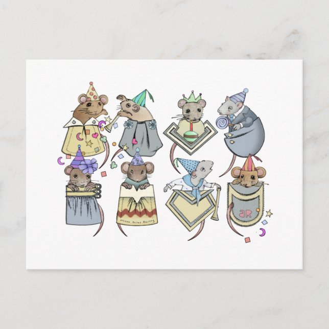 Birthday Pocket Mice Postcard (Front)