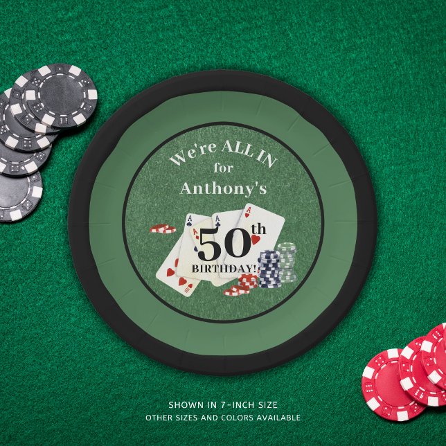 Birthday Poker Casino Personalised Paper Plate (Creator Uploaded)