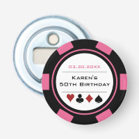 Birthday Poker Chip Casino Theme Pink Black White