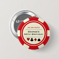 Birthday Poker Chip Casino Theme Red Cream