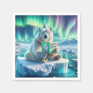 Birthday Polar Bear On an Iceberg Napkin
