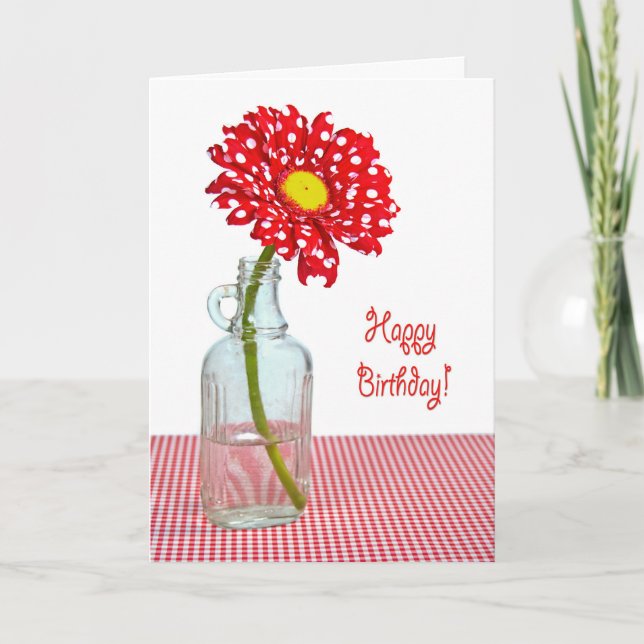 Birthday Polka Dot Daisy  Card (Front)