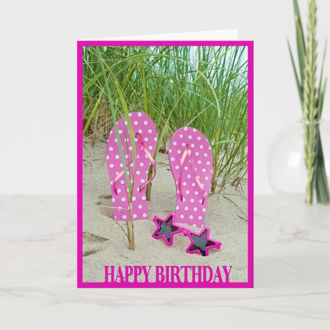 Birthday Polka Dot flip-Flops Card (Front)