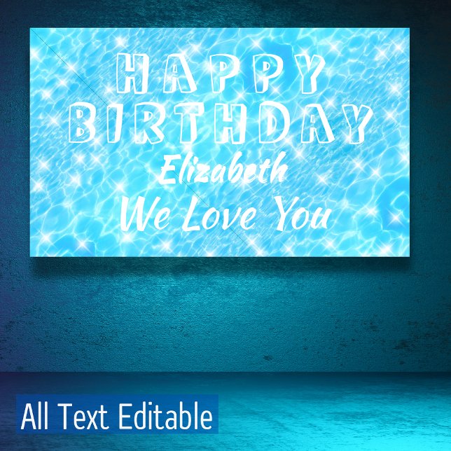 Birthday pool party Beach party Water ripples chic Banner (Creator Uploaded)