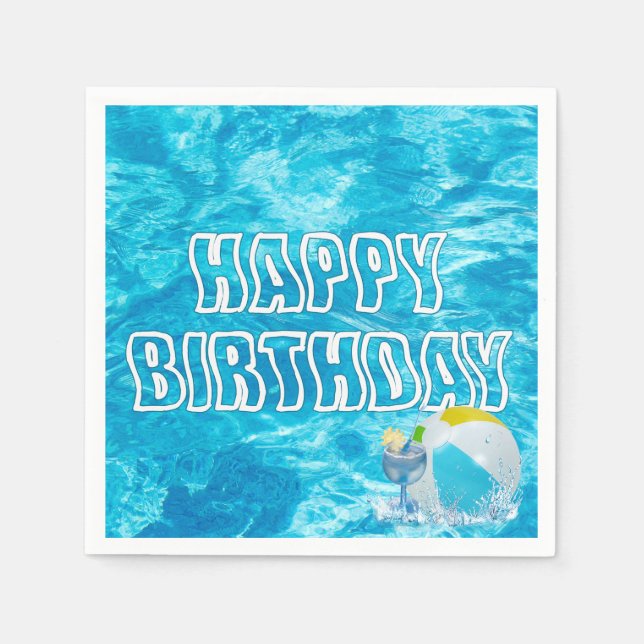 Birthday Pool Party Fun Napkins (Front)