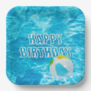 Birthday Pool Party Fun Paper Plate