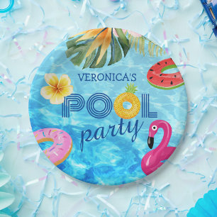 Birthday Pool Party Fun Summer Water Swimming Paper Plate