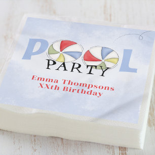 Birthday Pool Party Summer Fun Cute Beach Balls Napkin