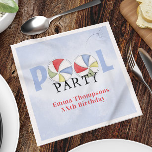 Birthday Pool Party Summer Fun Cute Beach Balls Napkin