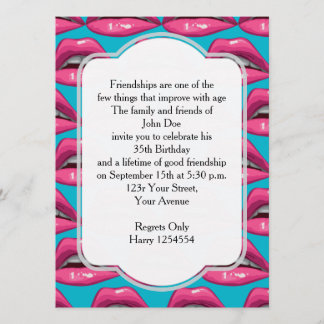 Birthday Pop Art Pink Lips Makeup Invitation
