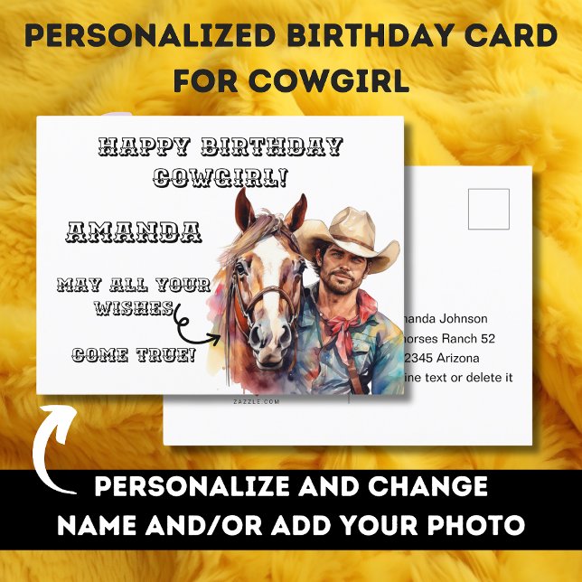 Birthday Postcard for cowgirl western rider horse (Creator Uploaded)