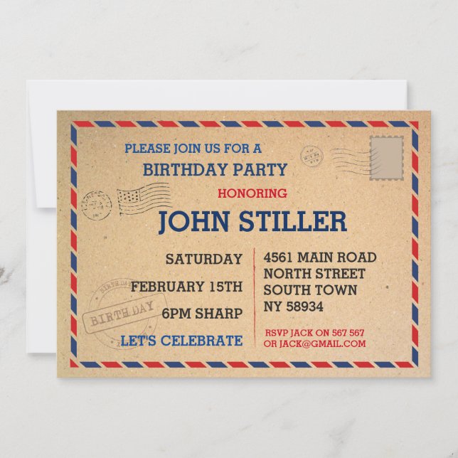 Birthday Postcard Mail Post Invite Mail Post (Front)