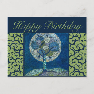 birthday postcard - moon in bloom painting