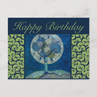 birthday postcard - moon in bloom painting