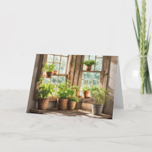 Birthday Potted Plants In Sunny Window Card