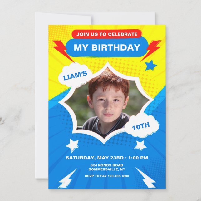 Birthday Power Photo  Invitation (Front)