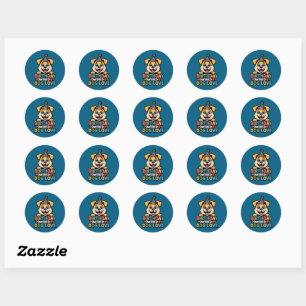 Birthday Powered by Dog Love Design Classic Round Sticker