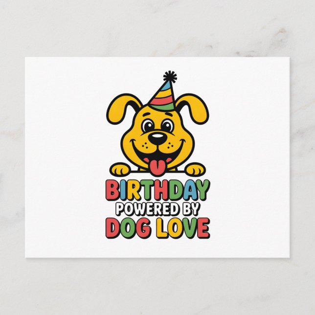 Birthday Powered by Dog Love Design Postcard (Front)