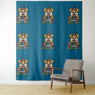 Birthday Powered by Dog Love Design Tapestry