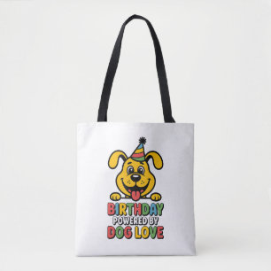 Birthday Powered by Dog Love Design Tote Bag