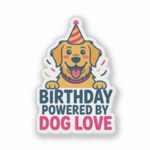 Birthday Powered by Dog Love Illustration
