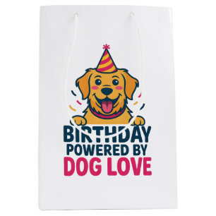 Birthday Powered by Dog Love Illustration Medium Gift Bag