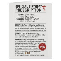 Birthday Prescription Pad Huge Card