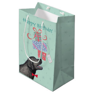 Birthday Presents Black Lab Medium Gift Bag