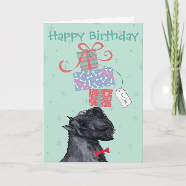 Birthday Presents Bouvier des Flandres Card (Front)