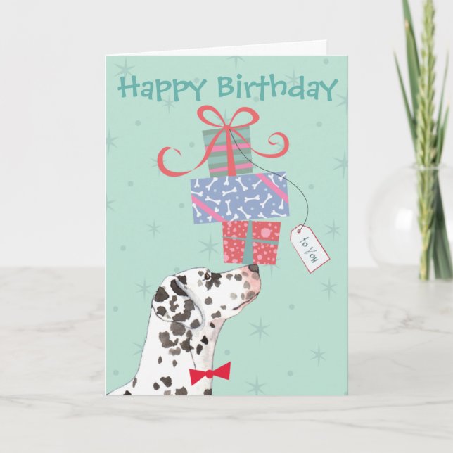 Birthday Presents Dalmatian Card (Front)