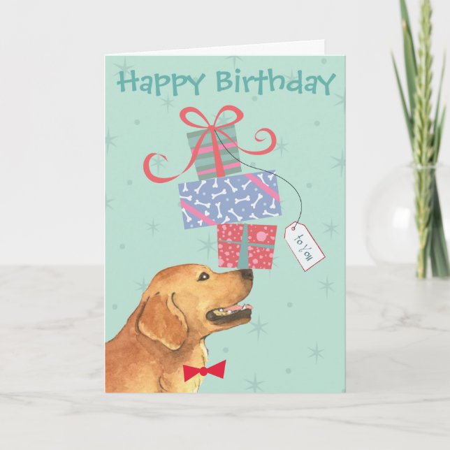 Birthday Presents Golden Retriever Card (Front)
