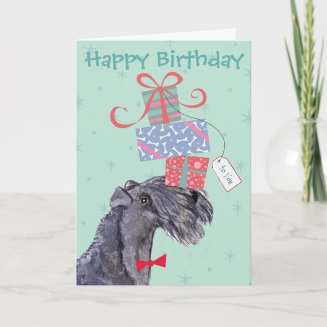 Birthday Presents Kerry Blue Terrier Card (Front)