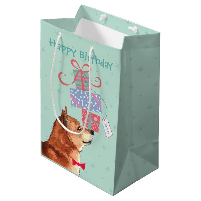 Birthday Presents Shiba Inu Medium Gift Bag (Front Angled)