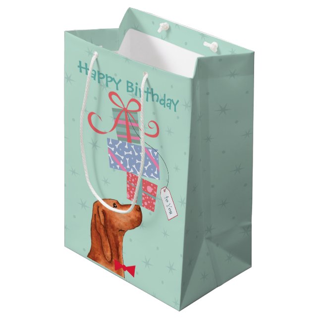 Birthday Presents Vizsla Medium Gift Bag (Front Angled)